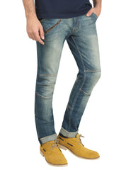 Stone Wash Skinny Mid-Rise Stretch Jeans