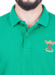 2 Buttons Half Sleeve Polo with Patch